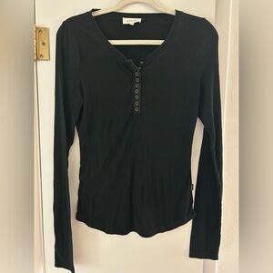Bohme Black Long Sleeve Henley Top